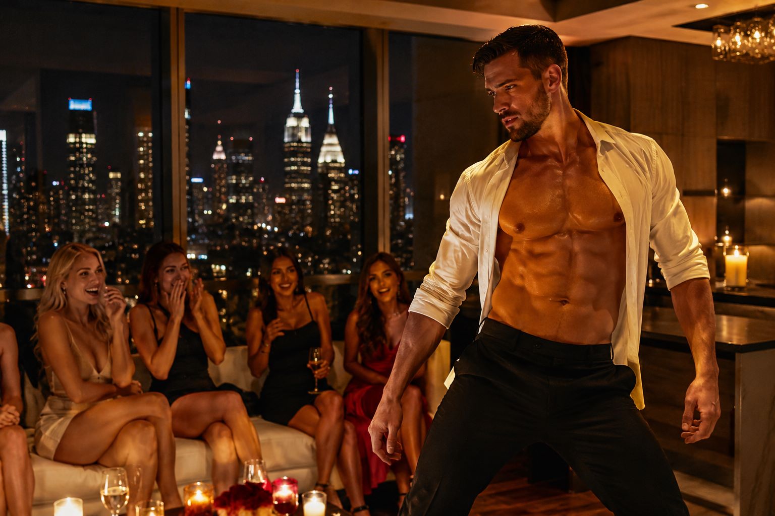 Exotic dancer near me performing at luxury NYC rooftop party