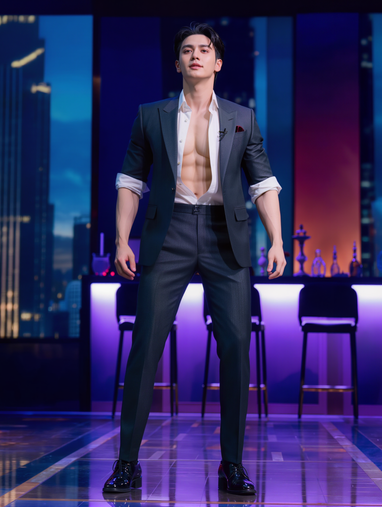 Gentleman male dancer performing at Men of Legends male revue show in New York City